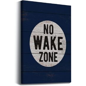 No Wake Zone Wall Art Prints Artwork Decor for Lake Themed Canvas Wall Art Prints, Bathroom Bedroom Living Room Home Lake House Porch Decorations,11"x14"