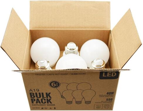 إضاءة القيمة العالمية FG-03161 40 وات مكافئة A19 لمبة إضاءة LED للأغراض العامة، (6 عبوات)، ضوء النهار (5000 كلفن) in Saudi Arabia