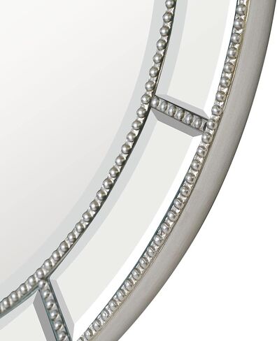 Head West Beaded Silver Beveled Round Mirror 30 inch, Bathroom Vanity Mirror Wall Decor for Living Room, Vintage Bathroom Mirrors for Over Sink, Decorative Wall Mirrors for Bedroom, Entryway, Hallway in Saudi Arabia