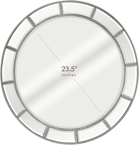 Head West Beaded Silver Beveled Round Mirror 30 inch, Bathroom Vanity Mirror Wall Decor for Living Room, Vintage Bathroom Mirrors for Over Sink, Decorative Wall Mirrors for Bedroom, Entryway, Hallway in Saudi Arabia