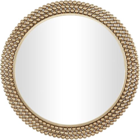 CosmoLiving by Cosmopolitan Metal Room Wall Mirror Entryway Mirror with Beaded Detailing, Wall Mounted Mirror 32" x 1" x 32", Brass in Saudi Arabia