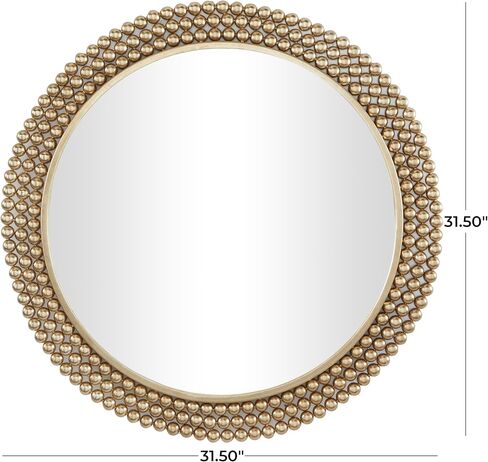CosmoLiving by Cosmopolitan Metal Room Wall Mirror Entryway Mirror with Beaded Detailing, Wall Mounted Mirror 32" x 1" x 32", Brass in Saudi Arabia
