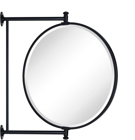 مرآة TEHOME ذات دائرة سوداء محورية N-View للحمام، مرآة مائلة دائرية دوارة للزينة الزاوية، 20 بوصة DIA in Kuwait