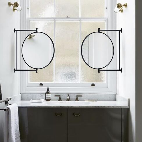 مرآة TEHOME ذات دائرة سوداء محورية N-View للحمام، مرآة مائلة دائرية دوارة للزينة الزاوية، 20 بوصة DIA in Kuwait