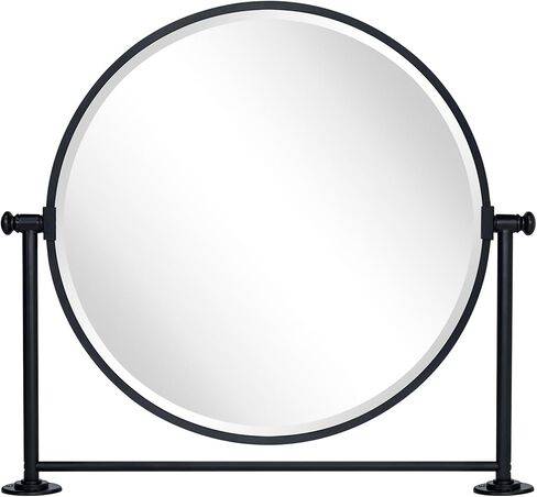 مرآة TEHOME ذات دائرة سوداء محورية N-View للحمام، مرآة مائلة دائرية دوارة للزينة الزاوية، 20 بوصة DIA in Kuwait