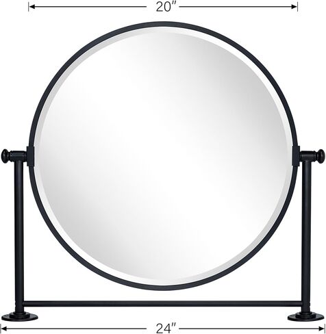 مرآة TEHOME ذات دائرة سوداء محورية N-View للحمام، مرآة مائلة دائرية دوارة للزينة الزاوية، 20 بوصة DIA in Kuwait