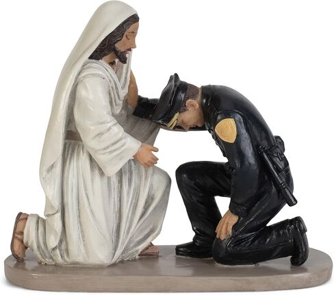 Dicksons Praying Police Officer with Jesus 5 x 6 Resin Decorative Tabletop Figurine in Saudi Arabia