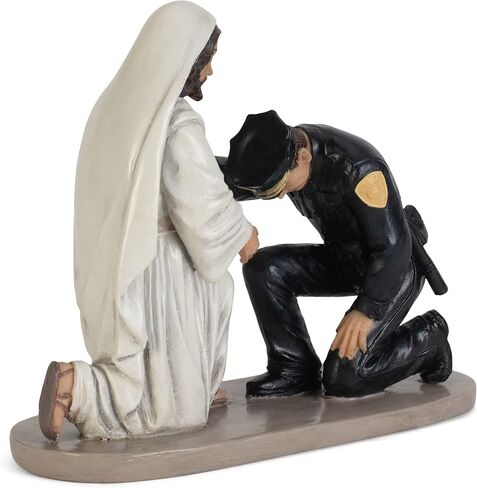 Dicksons Praying Police Officer with Jesus 5 x 6 Resin Decorative Tabletop Figurine in Saudi Arabia