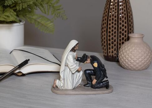 Dicksons Praying Police Officer with Jesus 5 x 6 Resin Decorative Tabletop Figurine in Saudi Arabia