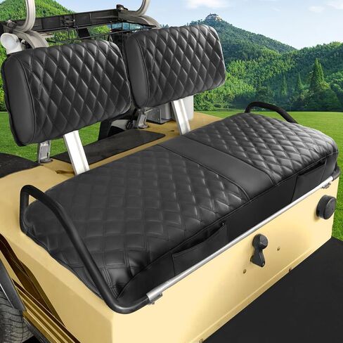 Club Car DS Pre-2000 Seat Cover, Golf Cart Front Seat Cover Fit for Club Car DS 1982-2000 OEM Ordinary Seat Cushion, Concave and Convex Design Appearance, Thick Vinyl Leather Comfortable in Saudi Arabia
