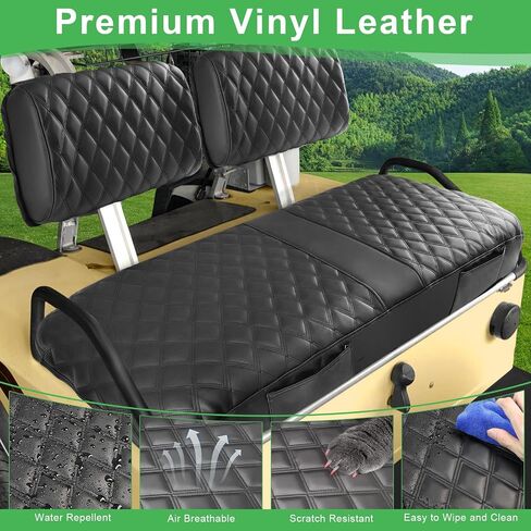 Club Car DS Pre-2000 Seat Cover, Golf Cart Front Seat Cover Fit for Club Car DS 1982-2000 OEM Ordinary Seat Cushion, Concave and Convex Design Appearance, Thick Vinyl Leather Comfortable in Saudi Arabia