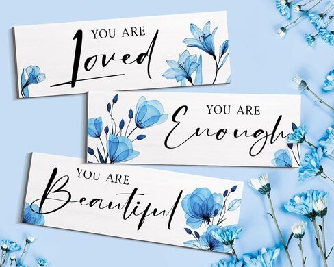 3 قطع من لوحات فنية جدارية خشبية معلقة على شكل زهور عباد الشمس، اقتباسات إيجابية، أنت محبوب، أنت كافي، أنت جميل، لافتة كلمات ملهمة، ديكورات لغرفة الفتيات المراهقات والنساء (أنت محبوب) in Kuwait