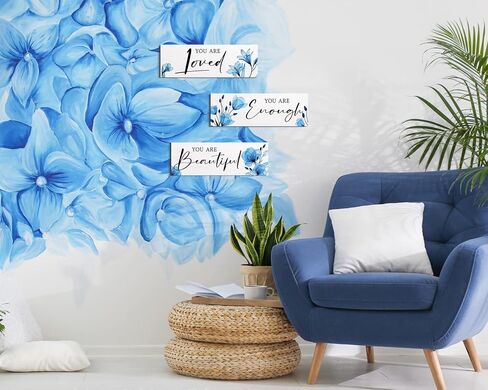 3 قطع من لوحات فنية جدارية خشبية معلقة على شكل زهور عباد الشمس، اقتباسات إيجابية، أنت محبوب، أنت كافي، أنت جميل، لافتة كلمات ملهمة، ديكورات لغرفة الفتيات المراهقات والنساء (أنت محبوب) in Kuwait