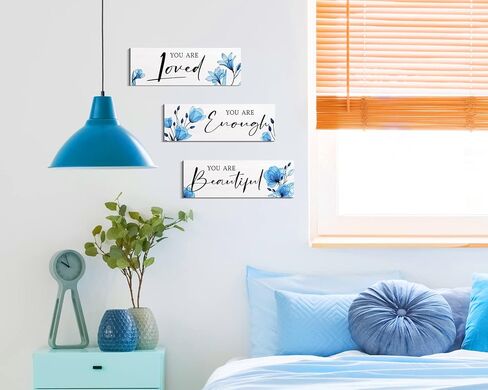 3 قطع من لوحات فنية جدارية خشبية معلقة على شكل زهور عباد الشمس، اقتباسات إيجابية، أنت محبوب، أنت كافي، أنت جميل، لافتة كلمات ملهمة، ديكورات لغرفة الفتيات المراهقات والنساء (أنت محبوب) in Kuwait