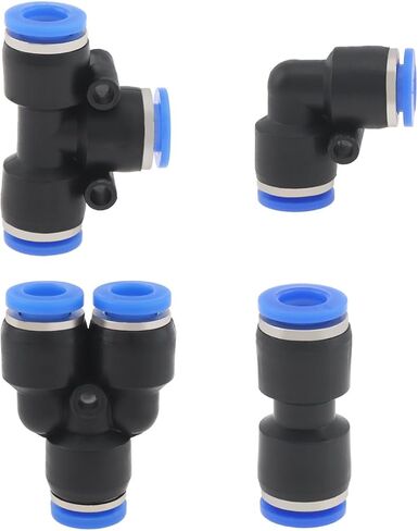 اضغط لتوصيل التركيبات، 40 قطعة 1/4 بوصة OD تركيبات خرطوم هواء سريعة التوصيل 10 × مستقيم + 10 × فواصل + 10 × مرفقين + 10 × مجموعة تركيبات هوائية in Kuwait