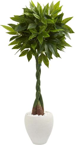 Nearly Natural 5ft. Money Artificial Tree in White Oval Planter (Real Touch in Saudi Arabia