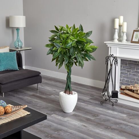 Nearly Natural 5ft. Money Artificial Tree in White Oval Planter (Real Touch in Saudi Arabia