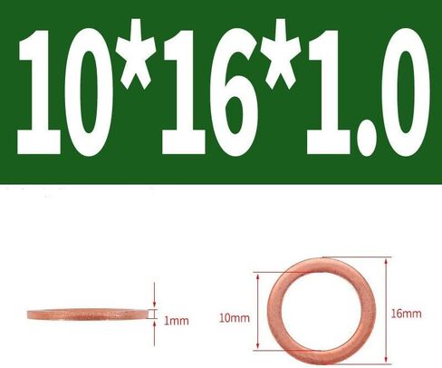 M10 Flat Washer Copper Sealing Ring, 10mm ID 16mm OD 1mm Thickness Metric Sealing Gasket, 10 Pieces in Saudi Arabia