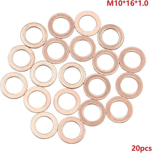 M10 Flat Washer Copper Sealing Ring, 10mm ID 16mm OD 1mm Thickness Metric Sealing Gasket, 10 Pieces in Saudi Arabia