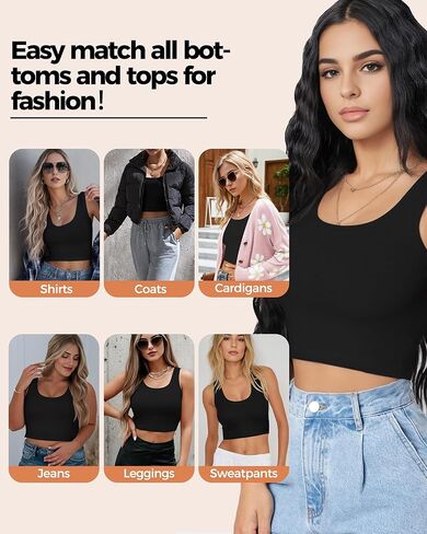 2Pcs Tank Tops for Women, U Neck Sleeveless Crop Tops, Basic Cropped Racerback Going Out Tops Athletic Sports Shirts in Kuwait