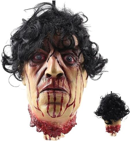 Hanging Severed Head Prop - Life-Size Cut Off Severed Head Halloween Prop Scary Realistic Latex Zombie Head in Saudi Arabia