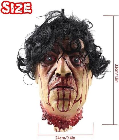 Hanging Severed Head Prop - Life-Size Cut Off Severed Head Halloween Prop Scary Realistic Latex Zombie Head in Saudi Arabia