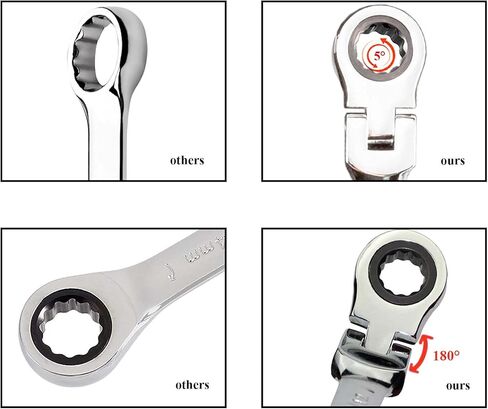 TR TOOLROCK 12 قطعة مجموعة مفاتيح ربط الرأس المرنة - 8-19 مم متري مجموعة مفاتيح السقاطة CrV والعتاد مجموعة مفتاح ربط in Kuwait