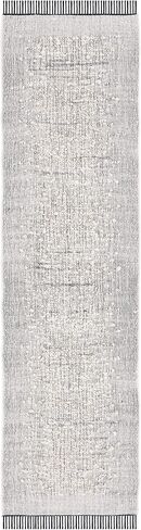 سجادة SAFAVIEH Natura Collection - 2'3" x 9'، عاجي وأسود، مصنوعة يدويًا من القطن المسطح المنسوج، مثالية للمناطق ذات حركة المرور العالية في غرفة المعيشة وغرفة النوم (NAT930Z) in Saudi Arabia