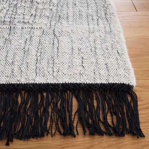 سجادة SAFAVIEH Natura Collection - 2'3" x 9'، عاجي وأسود، مصنوعة يدويًا من القطن المسطح المنسوج، مثالية للمناطق ذات حركة المرور العالية في غرفة المعيشة وغرفة النوم (NAT930Z) in Saudi Arabia