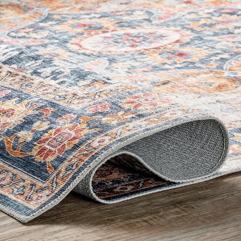 سجادة NuLOOM Emi Medallion 2x8 مقاومة للانسكاب وقابلة للغسل في الغسالة لغرفة المعيشة وغرفة النوم وغرفة الطعام والمدخل، أزرق متعدد الألوان in Saudi Arabia