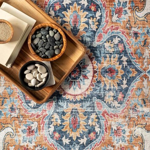 سجادة NuLOOM Emi Medallion 2x8 مقاومة للانسكاب وقابلة للغسل في الغسالة لغرفة المعيشة وغرفة النوم وغرفة الطعام والمدخل، أزرق متعدد الألوان in Saudi Arabia