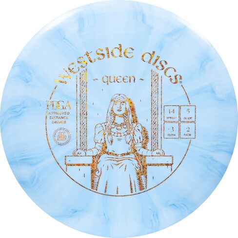 قرص Westside Discs Origio Burst Queen Disc للغولف، للرجال والنساء، قرص الجولف الفريسبي لأقصى مسافة، رائع للمبتدئين وسهل الرمي، 176 جم، سيختلف لون الختم ونمط الانفجار in Saudi Arabia