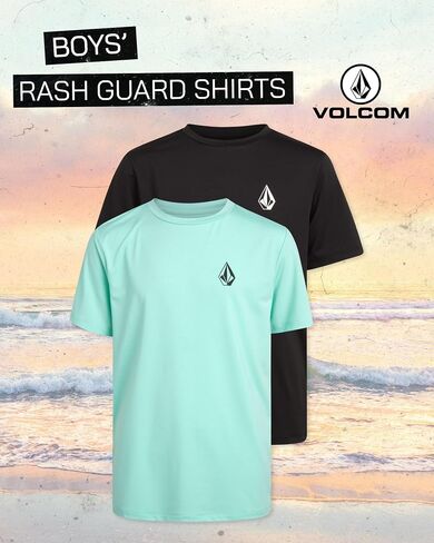 Volcom Boys' Rash Guard Shirts - 2 Pack UPF 50+ Quick Dry Sand and Sun Protection Swim Shirts - Kids Swimwear T-Shirt (8-16) in Saudi Arabia
