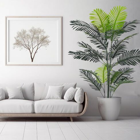 Artificial Palm Tree 5ft Tall, Indoor Fake Tropical Paradise Palm Tree in Pot, Faux Areca Palm Tree, Faux Floor Plant in Pot for Home Office Living Room Bedroom Farmhouse Modern Decor in Saudi Arabia