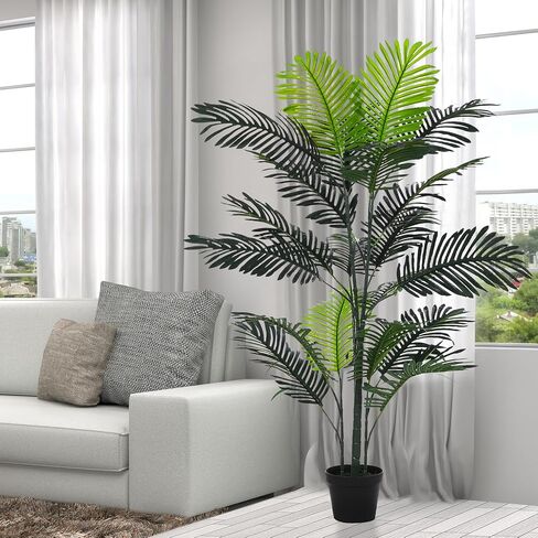 Artificial Palm Tree 5ft Tall, Indoor Fake Tropical Paradise Palm Tree in Pot, Faux Areca Palm Tree, Faux Floor Plant in Pot for Home Office Living Room Bedroom Farmhouse Modern Decor in Saudi Arabia