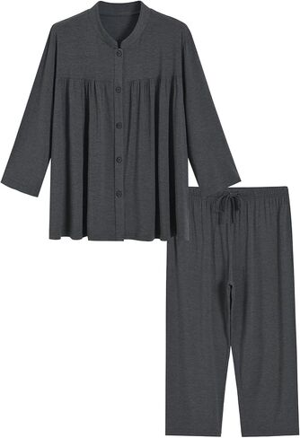 Latuza Women's Bamboo Viscose Button Down Capri Pajamas Set in Saudi Arabia