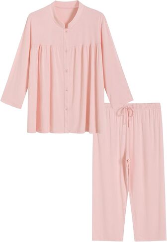 Latuza Women's Bamboo Viscose Button Down Capri Pajamas Set in Saudi Arabia