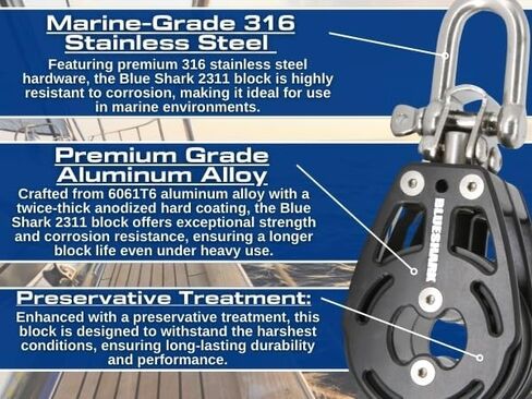 BLUESHARK 57mm Aluminum Sailing Blocks Choose Style and Quantity in Kuwait