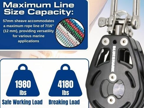BLUESHARK 57mm Aluminum Sailing Blocks Choose Style and Quantity in Kuwait