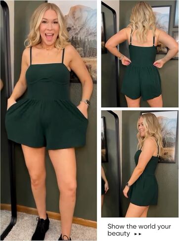 ملابس غير رسمية صيفية للنساء من Loemes بدون أكمام وحمالات رفيعة موضة 2024 بذلة قصيرة وزرة مع جيوب in Kuwait