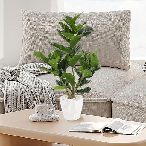 22" Artificial Fiddle Leaf Fig Tree Faux Plants Indoor with Pot Fake Floor Plant Ficus Trees Small Green Potted for Home Living Room Decor Outdoors Realistic Bonsai Plantas Decorativas Para Sala in Saudi Arabia