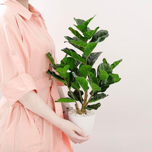 22" Artificial Fiddle Leaf Fig Tree Faux Plants Indoor with Pot Fake Floor Plant Ficus Trees Small Green Potted for Home Living Room Decor Outdoors Realistic Bonsai Plantas Decorativas Para Sala in Saudi Arabia