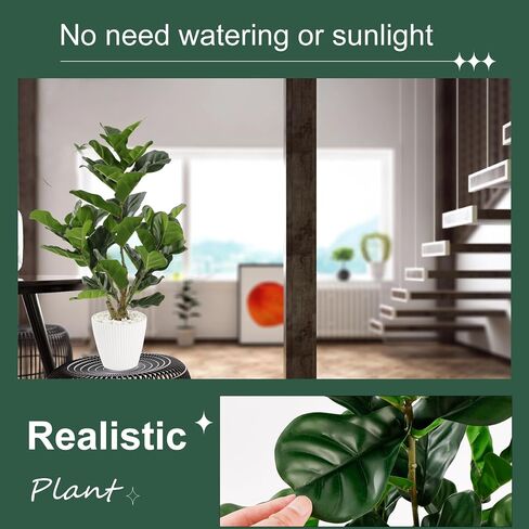 22" Artificial Fiddle Leaf Fig Tree Faux Plants Indoor with Pot Fake Floor Plant Ficus Trees Small Green Potted for Home Living Room Decor Outdoors Realistic Bonsai Plantas Decorativas Para Sala in Saudi Arabia