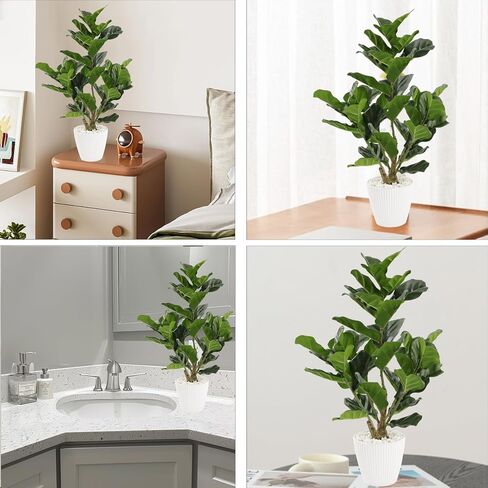 22" Artificial Fiddle Leaf Fig Tree Faux Plants Indoor with Pot Fake Floor Plant Ficus Trees Small Green Potted for Home Living Room Decor Outdoors Realistic Bonsai Plantas Decorativas Para Sala in Saudi Arabia