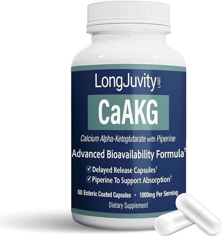 Time Release Calcium Alpha-Ketoglutarate (AKG) | Independently Lab Tested for Purity | 60 Enteric Coated Capsules, 1000mg per 2 Capsule Dose | Supports Multiple Pathways Associated with Healthy Aging in Saudi Arabia