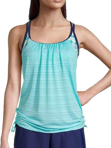 قمصان ZeroXposur Twofer Racerback Tankini للنساء وملابس سباحة تانكيني مقاس كبير للنساء، قمصان سباحة للنساء فقط in Kuwait