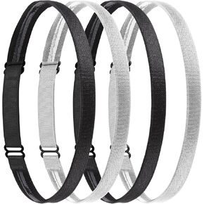 4 Pieces Elastic Sport Headbands Thin Non-Slip Sweat Bands Adjustable Silicone Grip Exercise Headwear Mini Football Running Hairbands for Women Men Cycling Workout Yoga Accessories