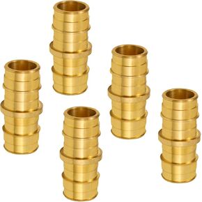 Pex-A 5/8" Straight Brass Coupling, Expansion Pex F1960 Coupler 5/8 Inch No Lead Brass, For Use in Pex-A-Tubing Connection (Pack of 5)