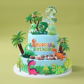 مجموعة تزيين الكيك بأرقام ثلاثية الأبعاد باللون الأخضر لعيد الميلاد السعيد، مجموعة تزيين الكيك على شكل ديناصور للأطفال، مجموعة ديناصورات للأطفال والرضع والبنات (أخضر 2، أخضر) in Kuwait