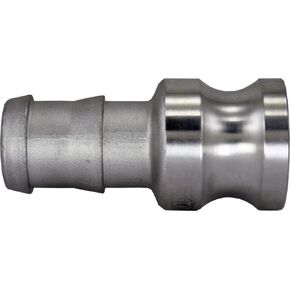 Duda Energy CamPlug-HB075 304 Stainless Steel Cam-and-Groove Pipe Fitting Adapter 3/4" Cam Lock Plug x 3/4" Hose Barb Sus304 SS304, 0.75" ID, Stainless Steel